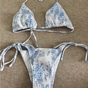 Triangl dupe Blue and White Bikini Set
